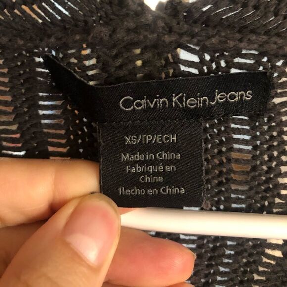 Calvin KLEIN Dark Grey Open Knit‎ Sleeveless Cardigan Vest Sz XS - Picture 7 of 7